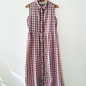 Sleeveless Plaid Button-Down Dress